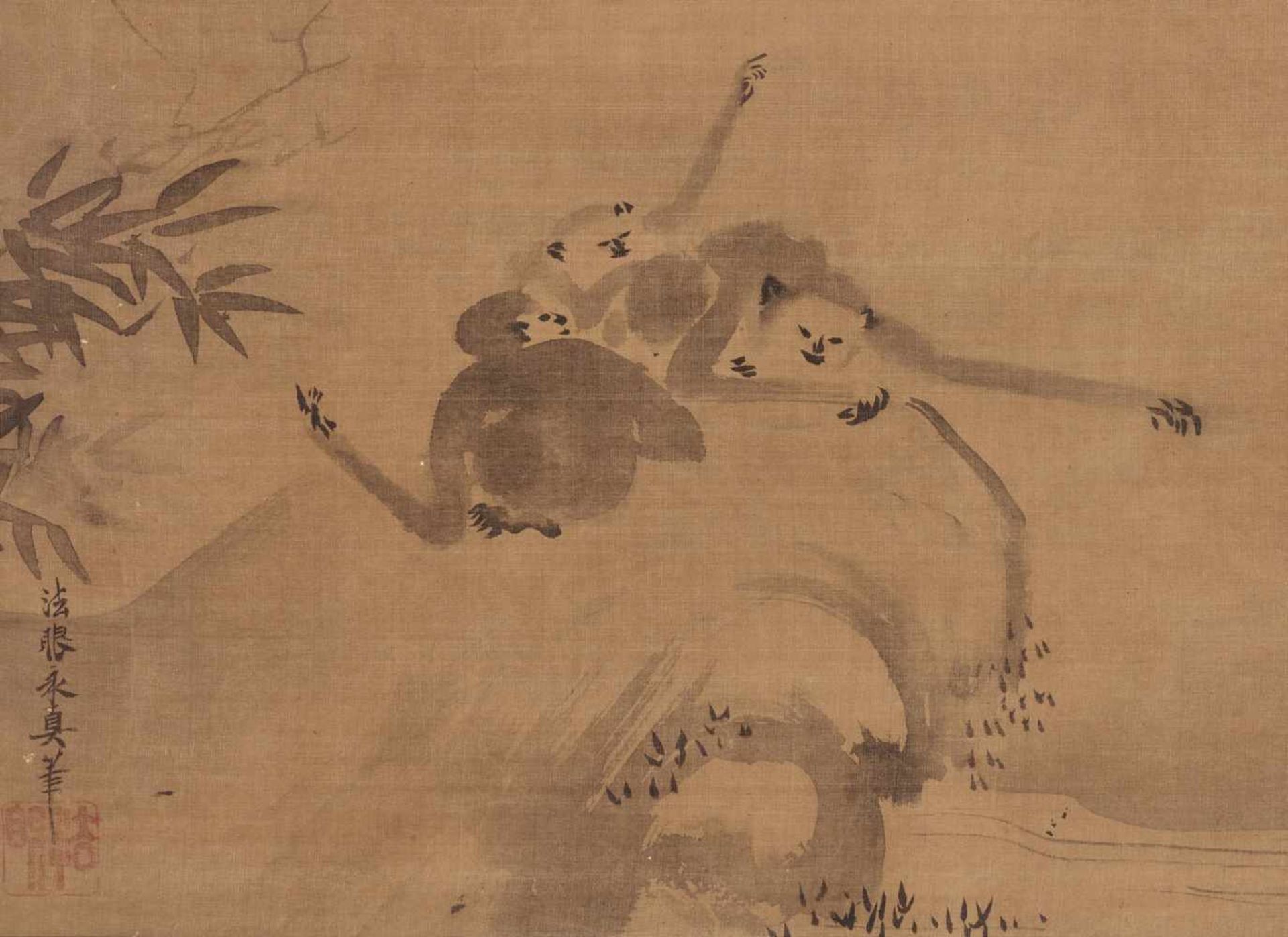 KANO EISHIN YASUNOBU: A SUMI-E DEPICTING GIBBONS