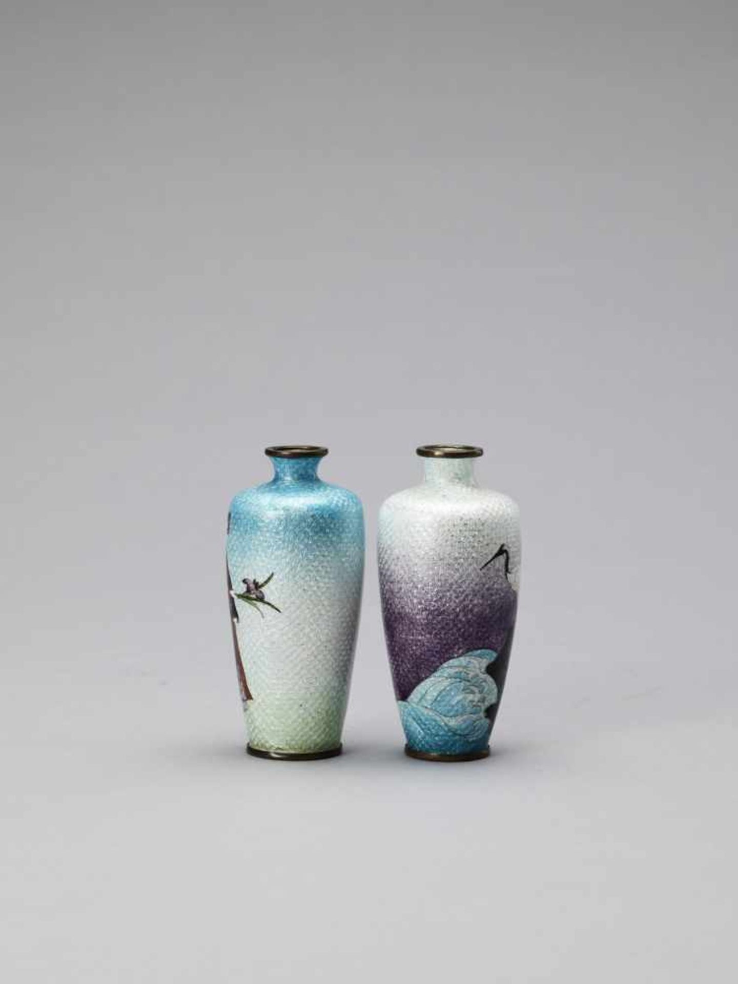 TWO CLOSONNÉ VASES < - Image 4 of 6