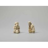 TWO IVORY NETSUKE, ONE OF A DUTCHMAN