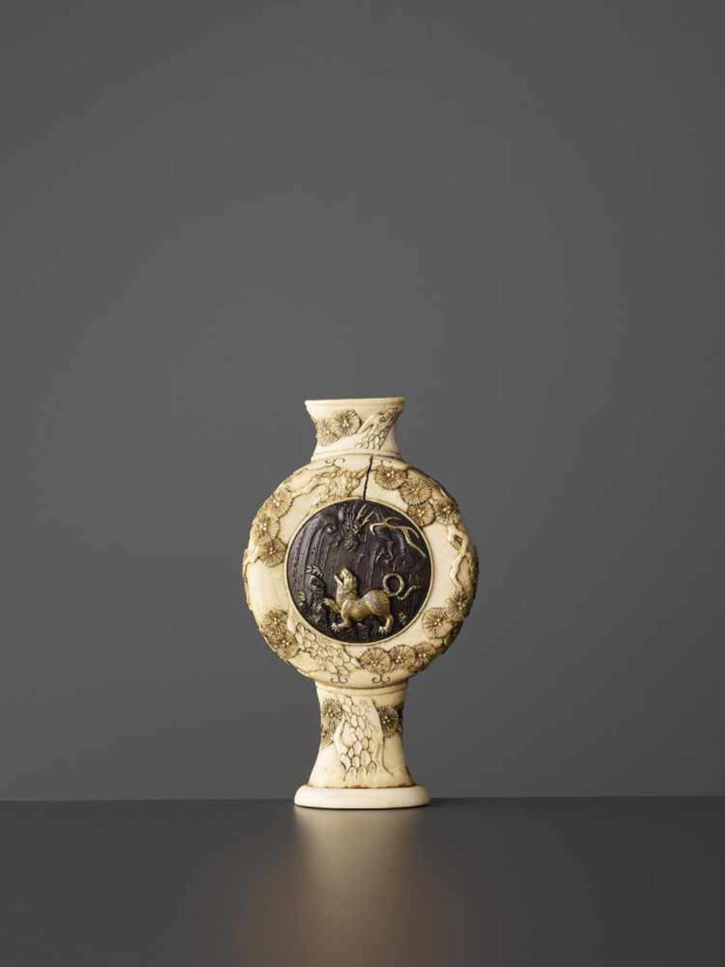 A RARE INLAID IVORY MOONFLASK