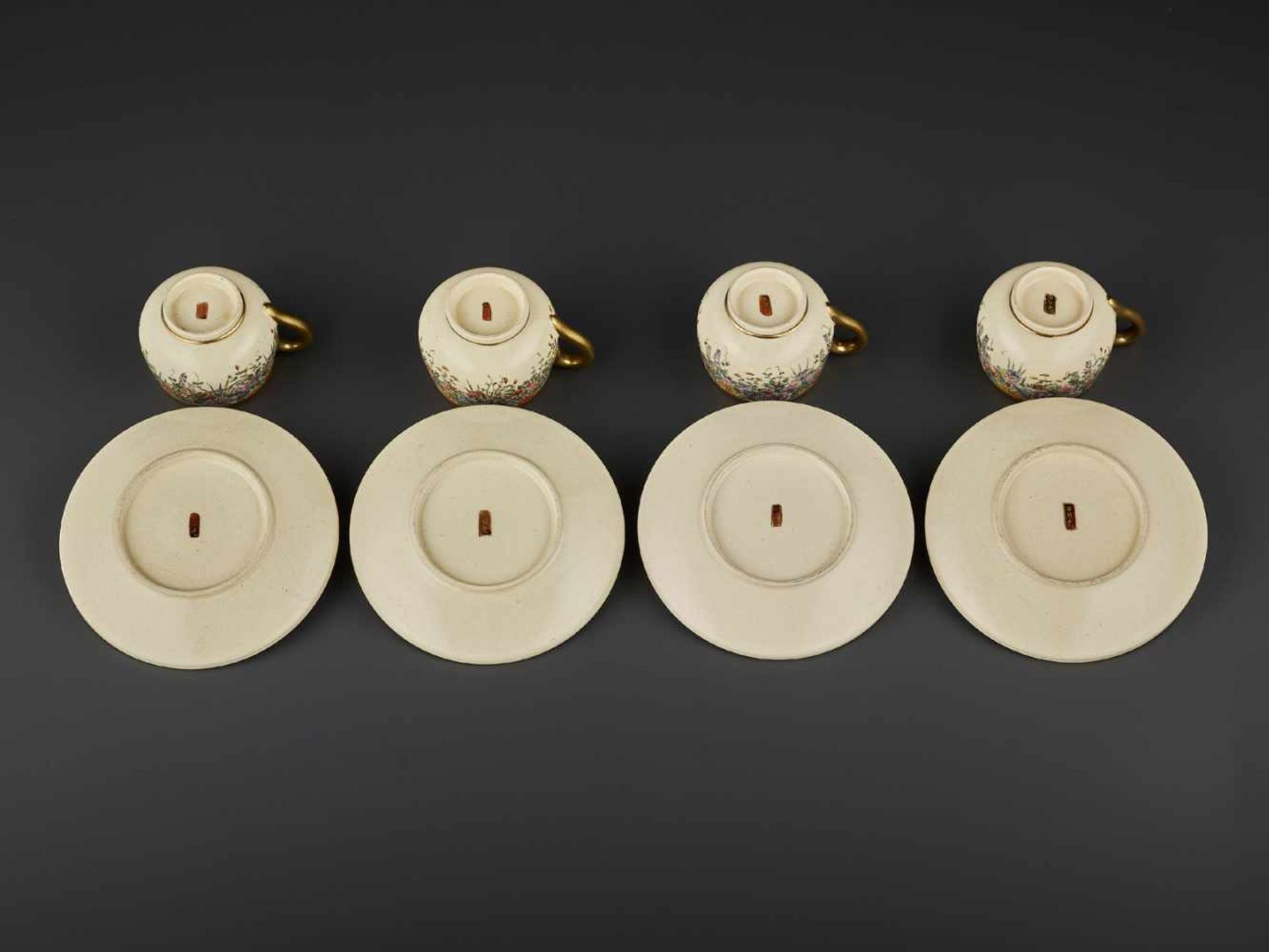 11-PART SIGNED SATSUMA TEA SET - Image 9 of 13