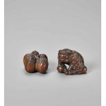 TWO FINE WOOD NETSUKE