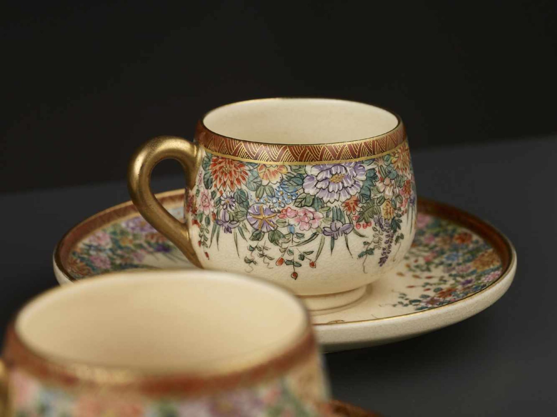 11-PART SIGNED SATSUMA TEA SET - Image 4 of 13