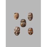 A GROUP OF FIVE MASK NETSUKE