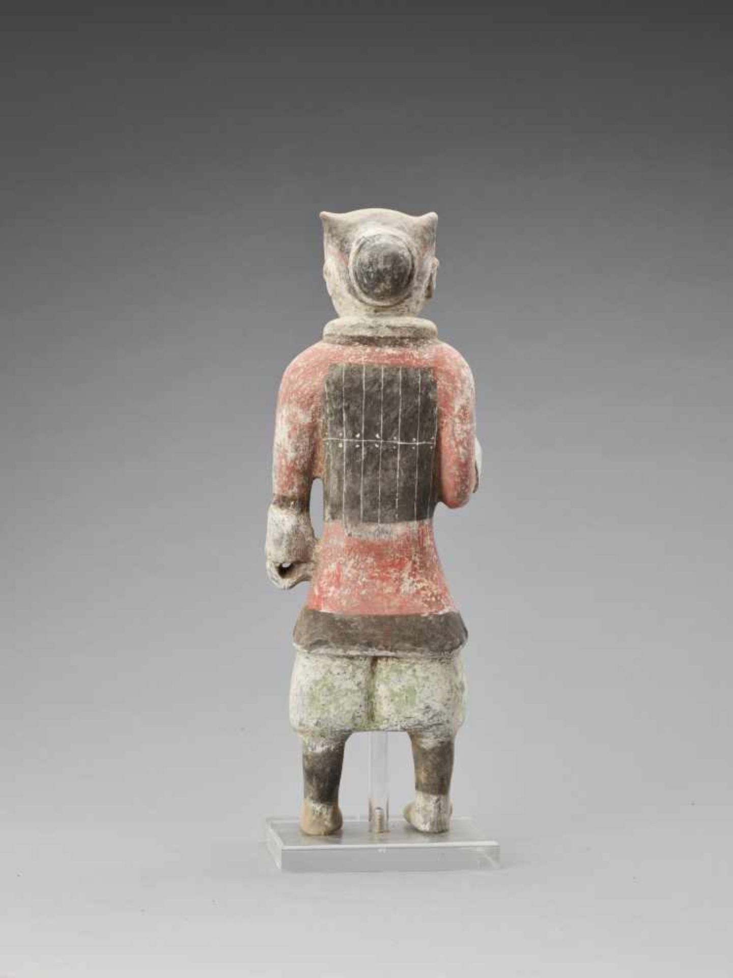 A TERRACOTTA FIGURE OF A GUARDIAN, HAN - Image 4 of 7