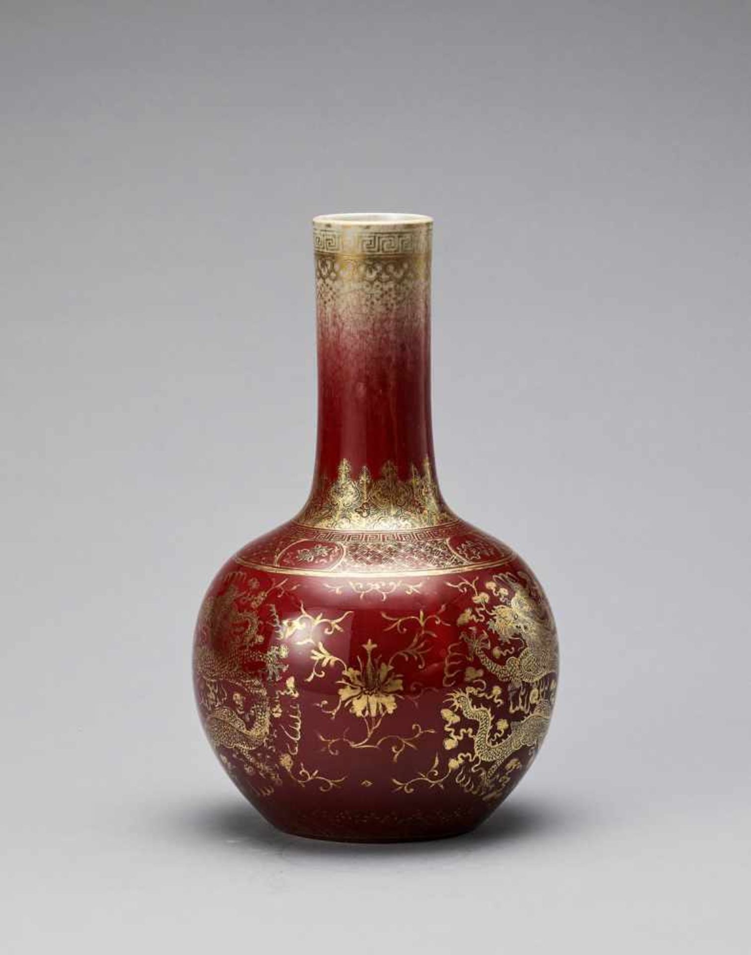 A LANGYAO GLAZED AND GILT-PAINTED BOTTLE VASE, QING - Image 2 of 6