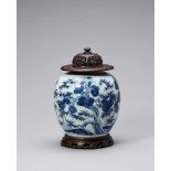 A BLUE AND WHITE GLAZED PORCELAIN ‘THREE FRIENDS OF WINTER’ GINGER JAR, KANGXI <br