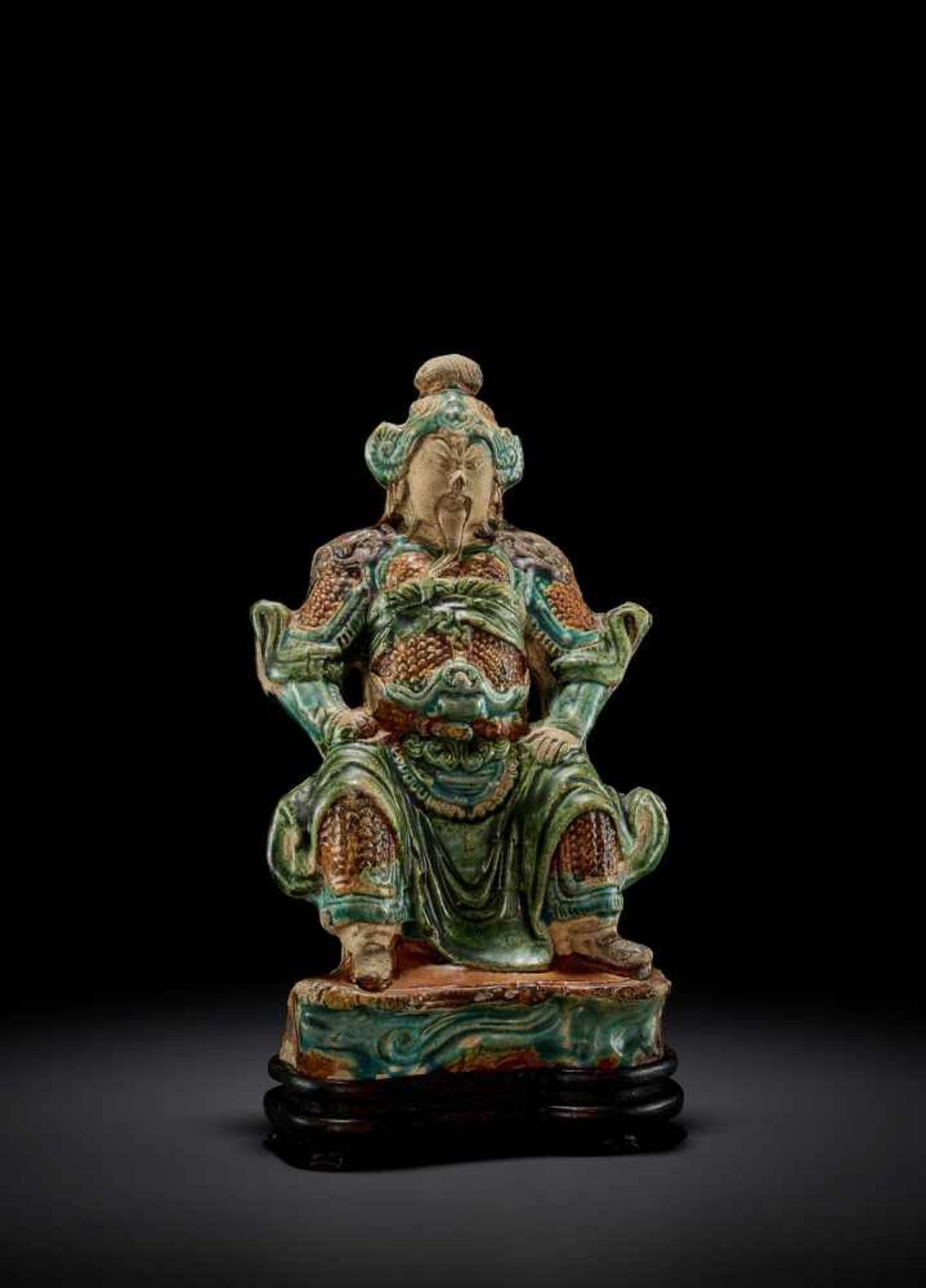 A BISCUIT FIGURE OF GUANDI, MING