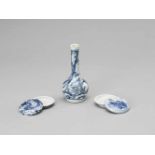 A BLUE AND WHITE PORCELAIN MIXED LOT, QING