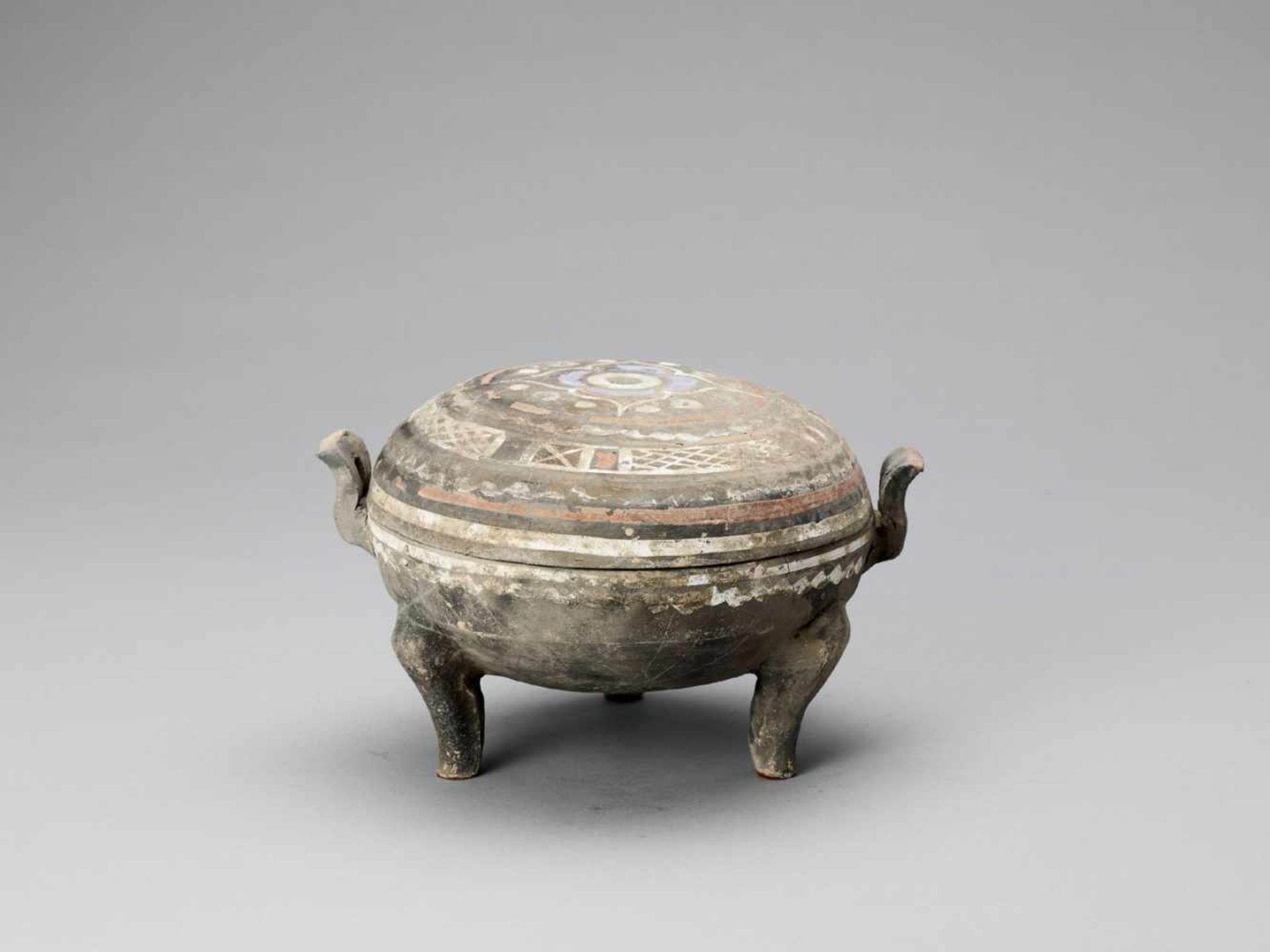 TRIPOD VESSEL WITH LID, WESTERN HAN