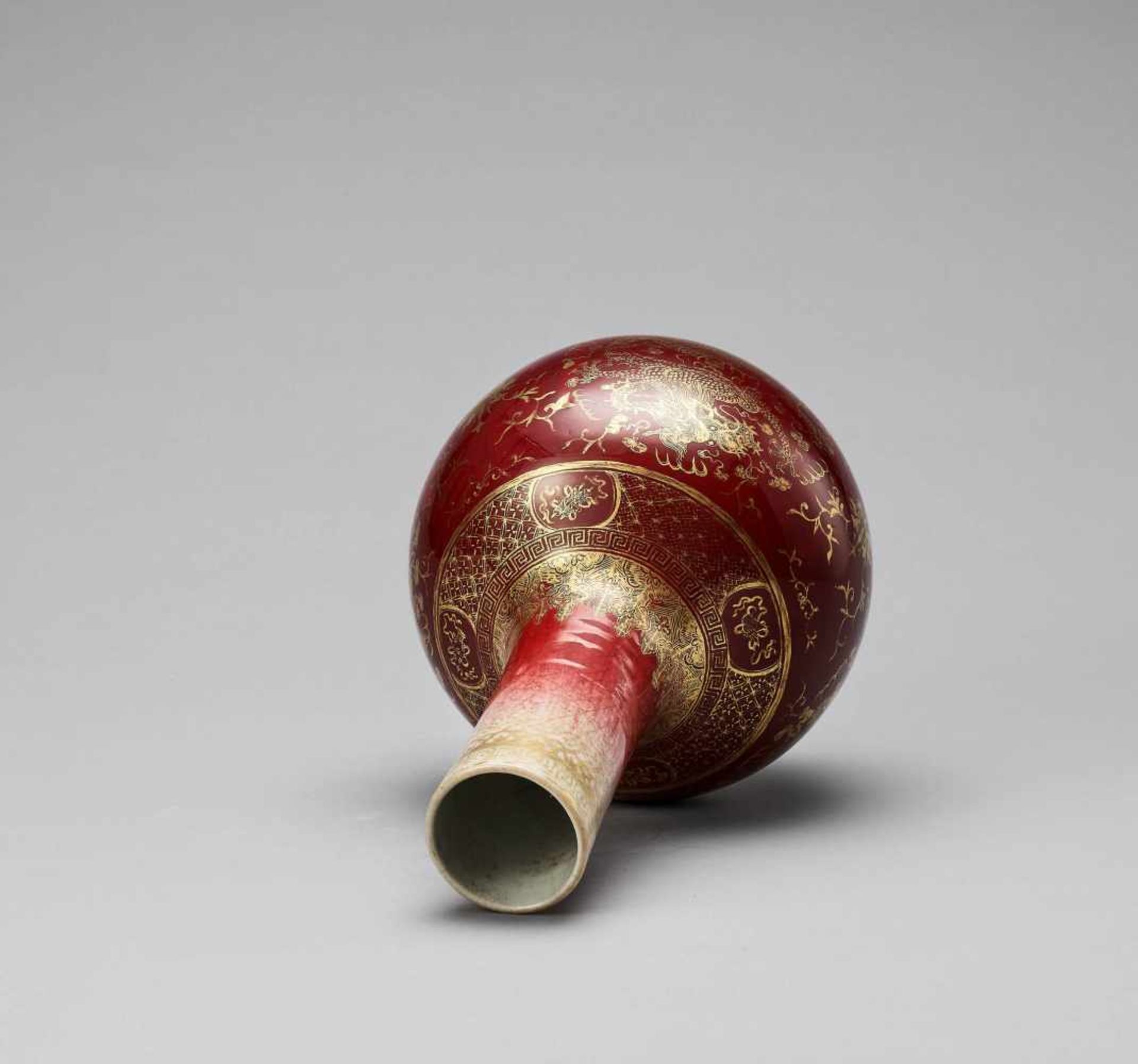 A LANGYAO GLAZED AND GILT-PAINTED BOTTLE VASE, QING - Image 5 of 6