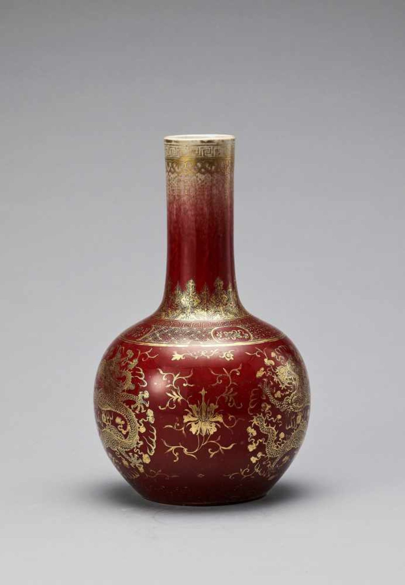 A LANGYAO GLAZED AND GILT-PAINTED BOTTLE VASE, QING - Image 4 of 6