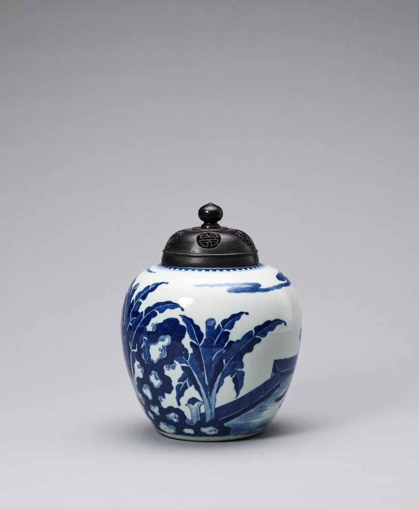 A BLUE AND WHITE GINGER JAR, QING - Image 3 of 6