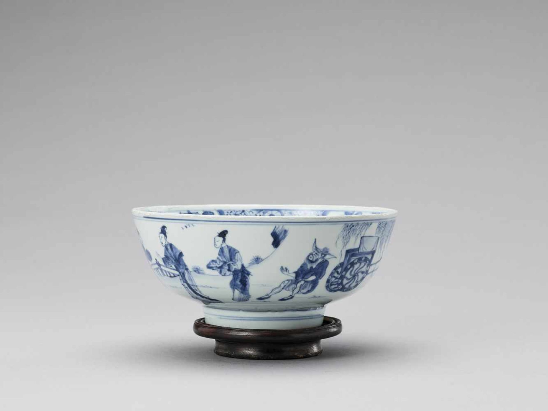 A BLUE AND WHITE PORCELAIN ‘ROMANCE OF THE WESTERN CHAMBER’ BOWL, KANGXI <br