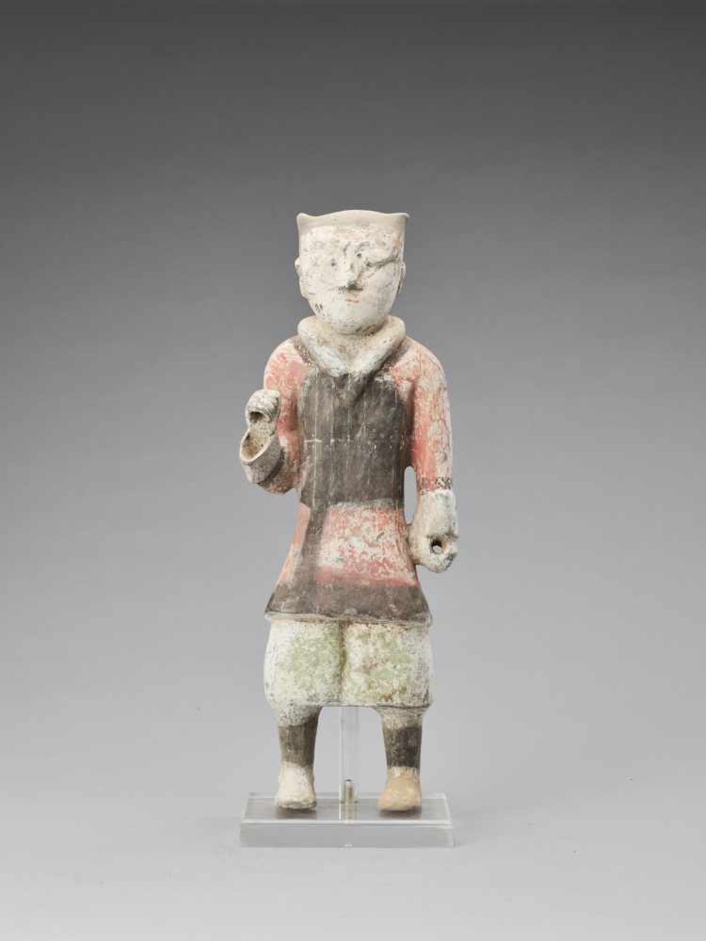 A TERRACOTTA FIGURE OF A GUARDIAN, HAN - Image 2 of 7