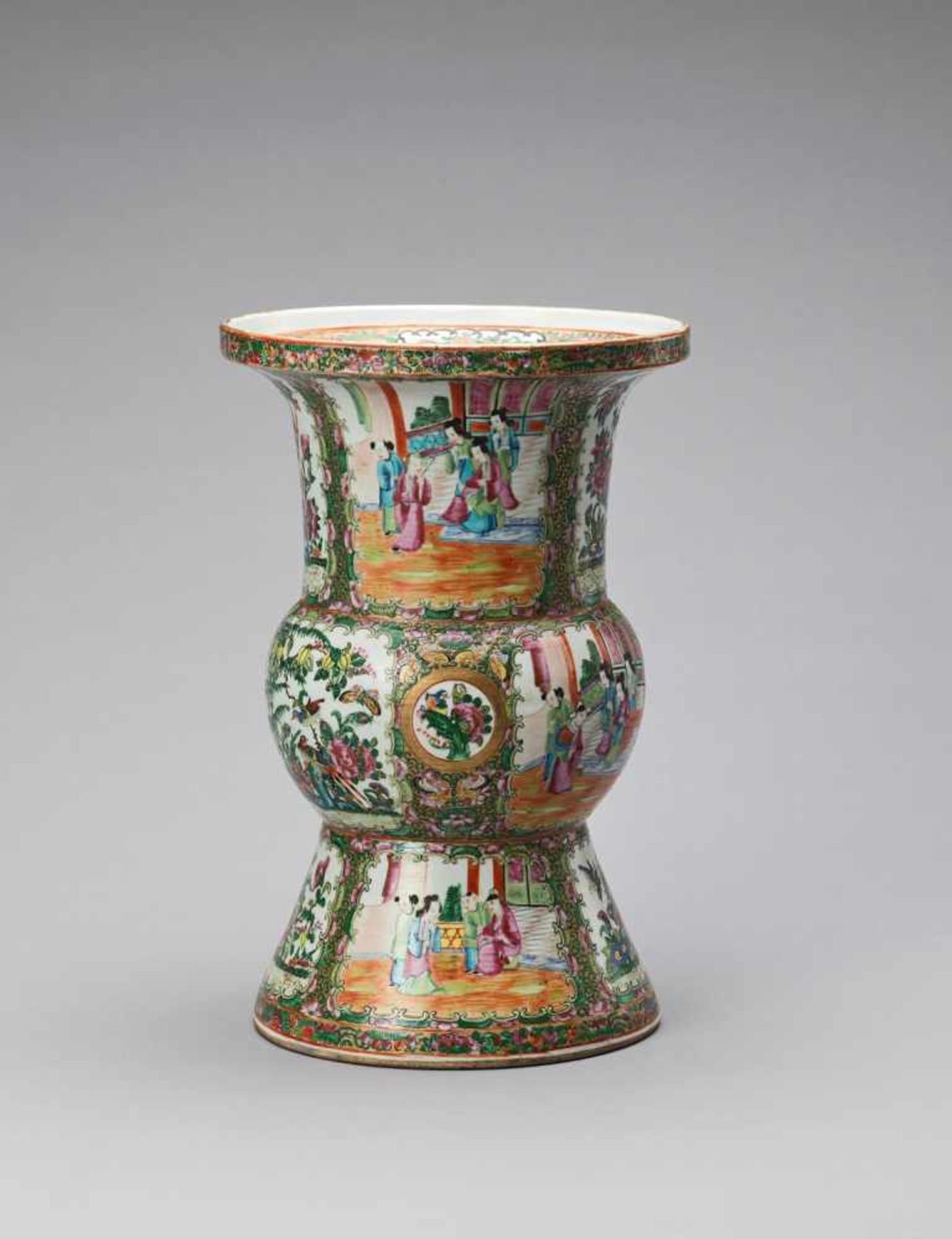 A LARGE FAMILLE ROSE GU VASE, QING