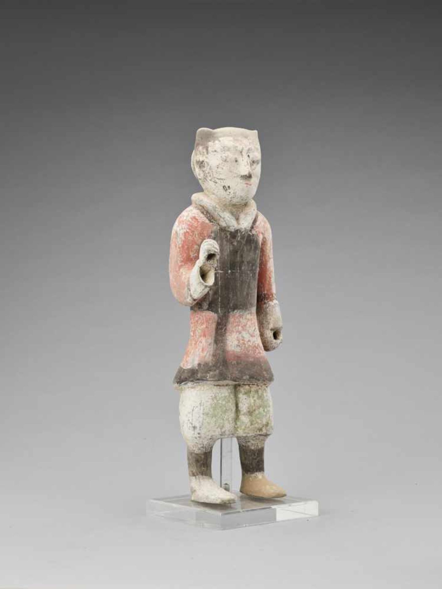 A TERRACOTTA FIGURE OF A GUARDIAN, HAN - Image 6 of 7