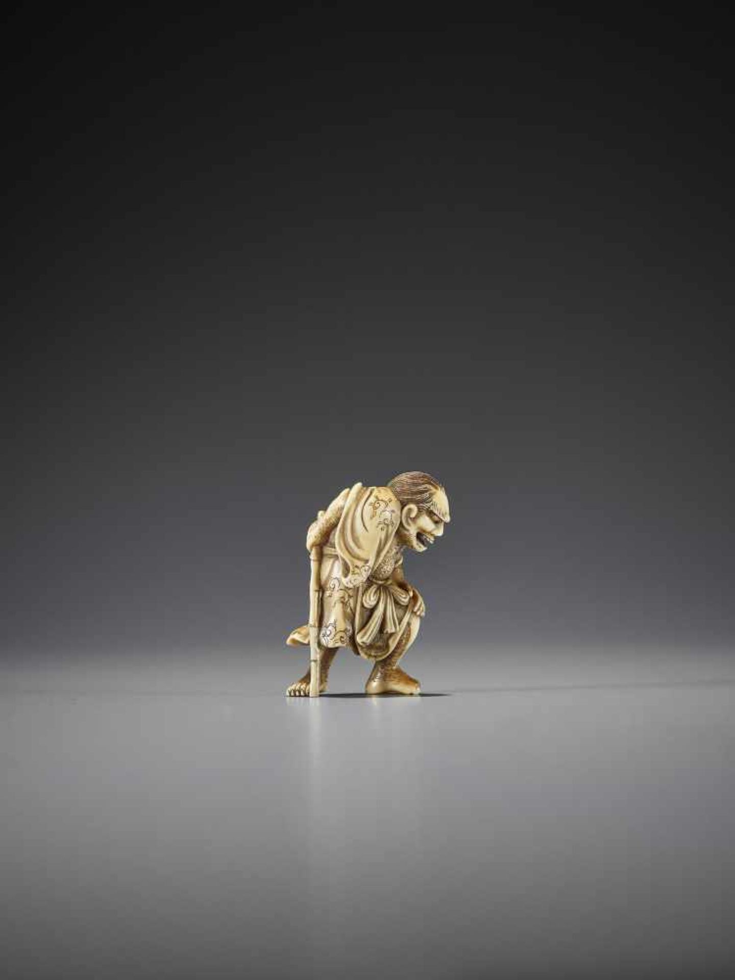 MASAKAZU: AN IVORY NETSUKE OF TEKKAI SENNIN - Image 6 of 9