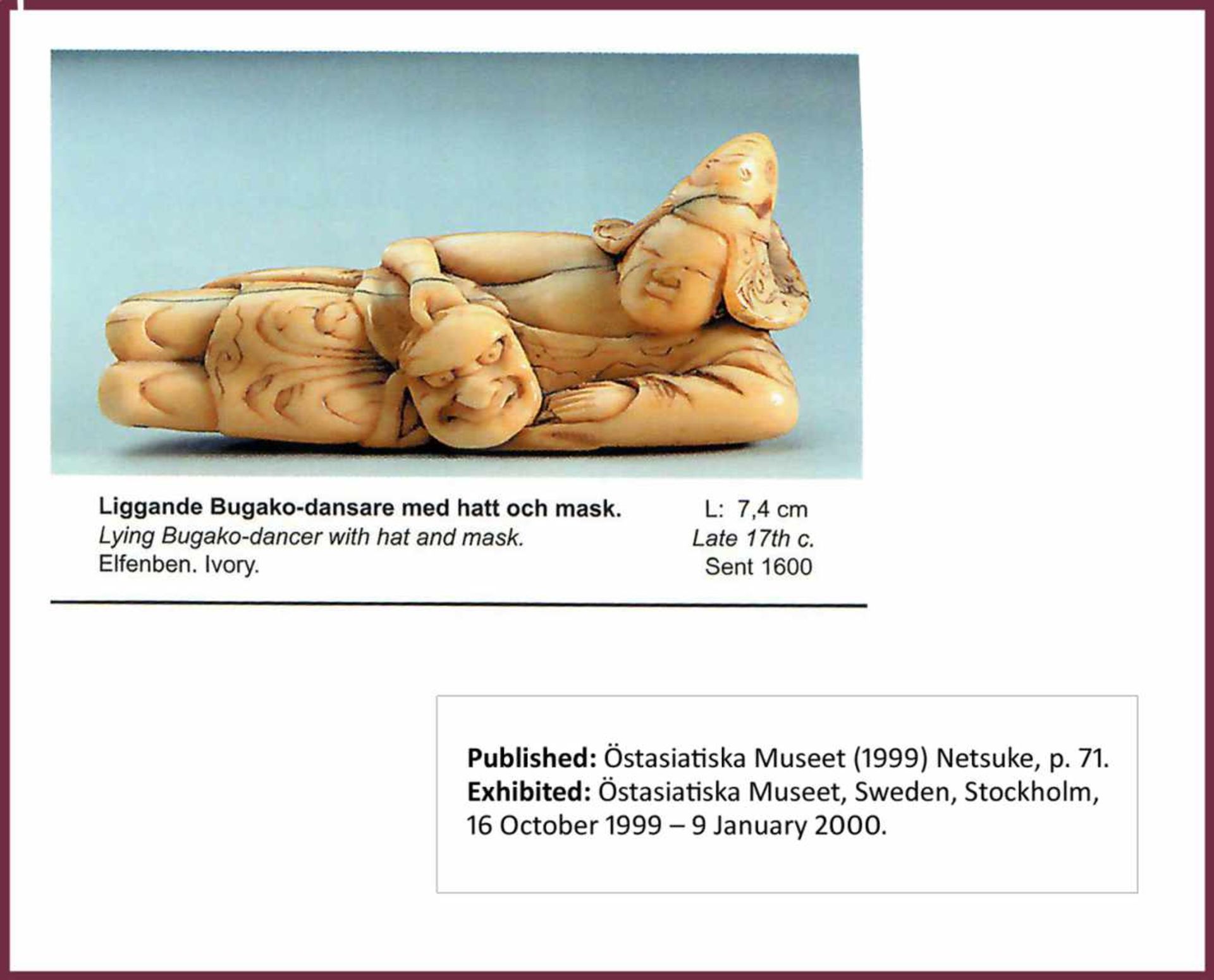 AN EARLY IVORY NETSUKE OF A RECLINING BUGAKU DANCER - Bild 3 aus 11