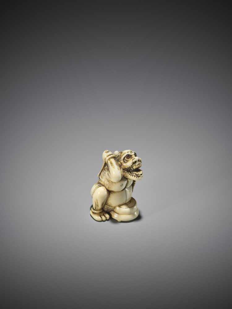 AN IVORY NETSUKE OF A CONVERTED ONI - Image 9 of 11