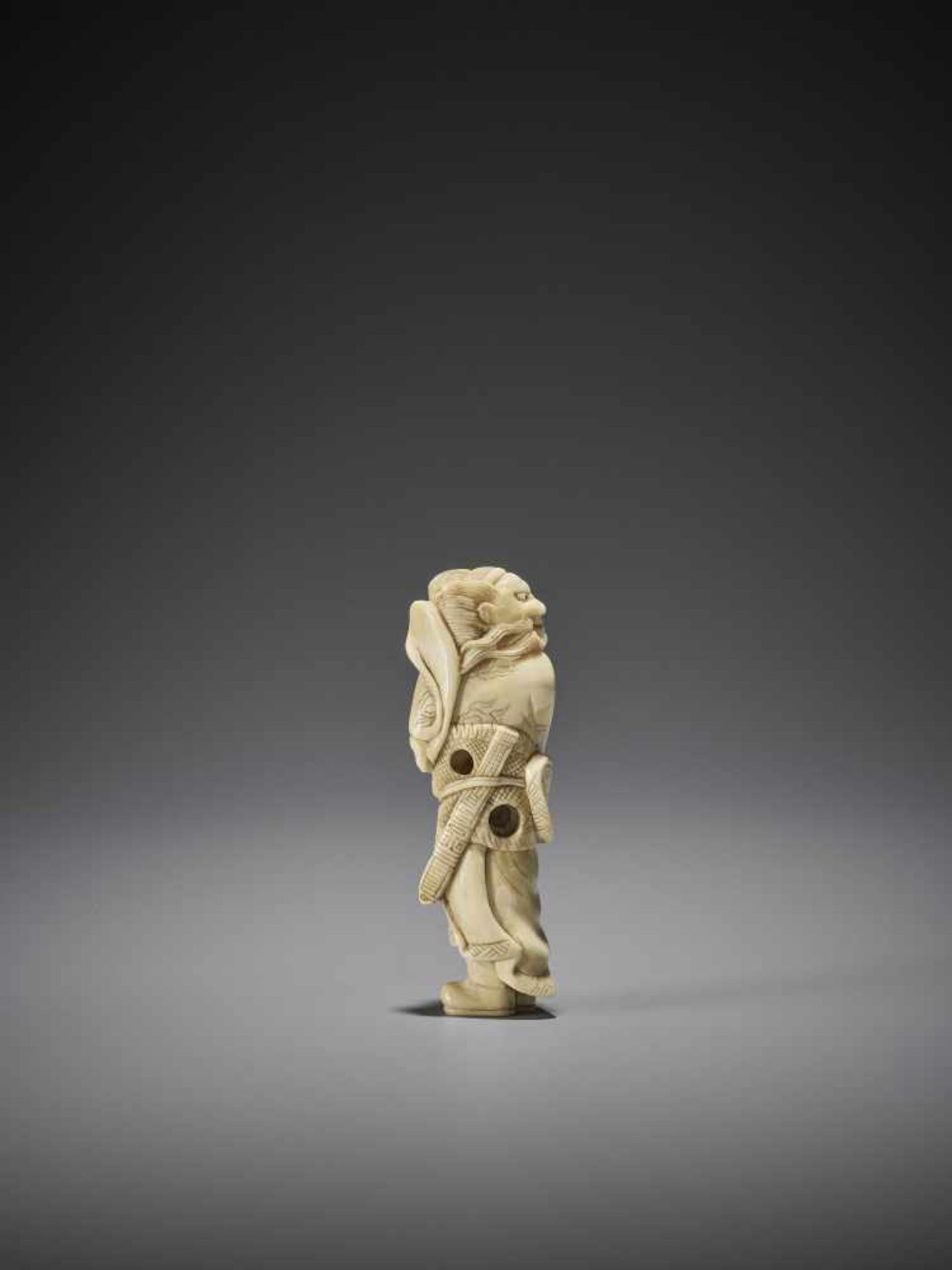 AN IVORY NETSUKE OF SHOKI - Image 7 of 9