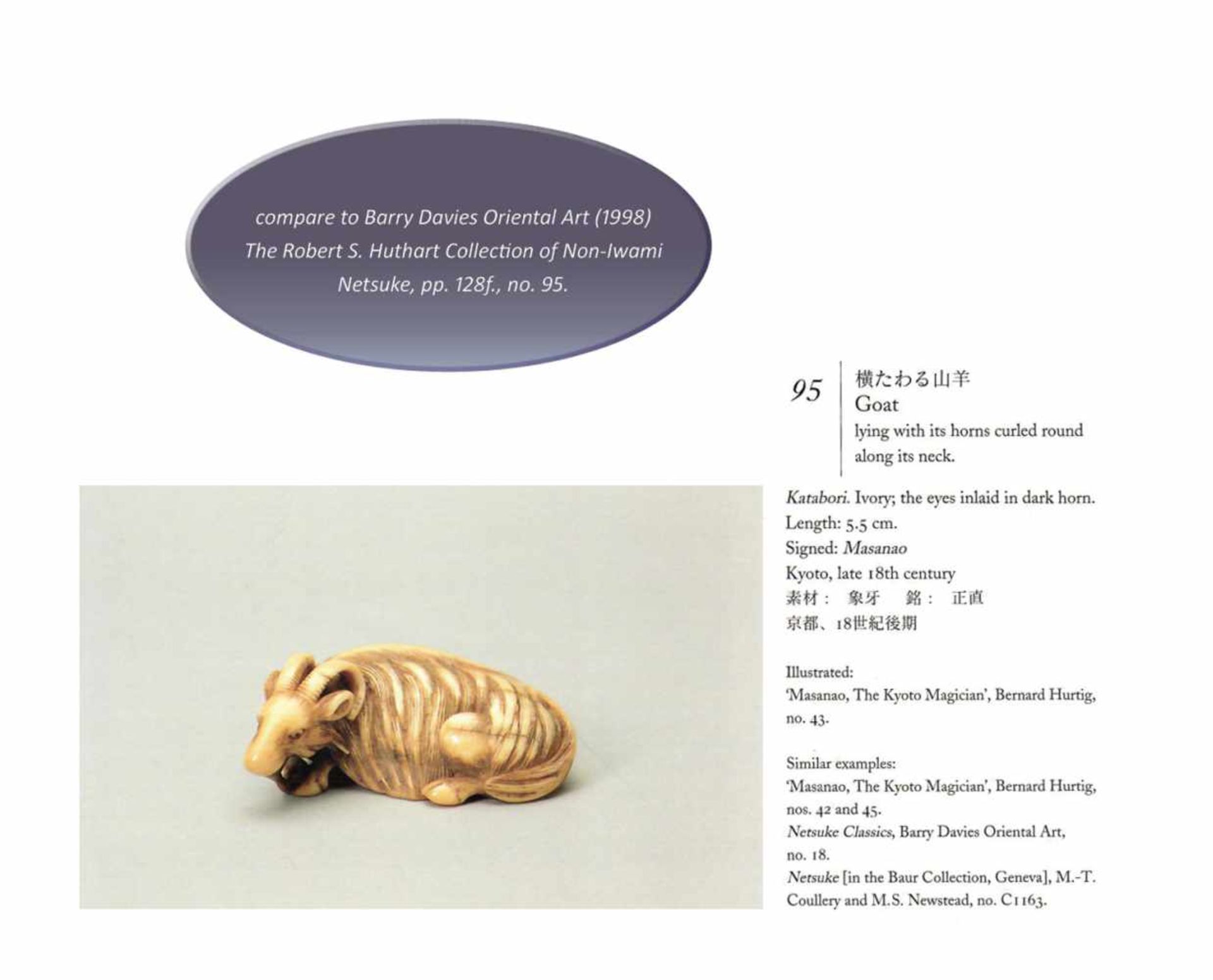 MASANAO (ATTR.): A SUPERB IVORY NETSUKE OF A RECUMBENT GOAT - Bild 13 aus 13