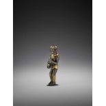 KAJIKAWA: A RARE LACQUERED WOOD NETSUKE OF AN ONI WITH OFFSPRING