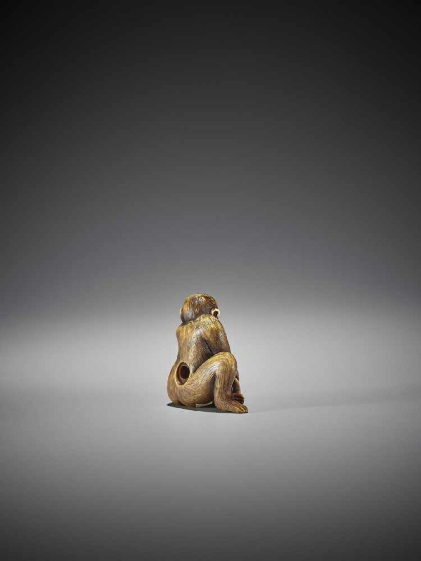 MITSUHARU: AN IVORY NETSUKE OF A MONKEY - Bild 6 aus 10