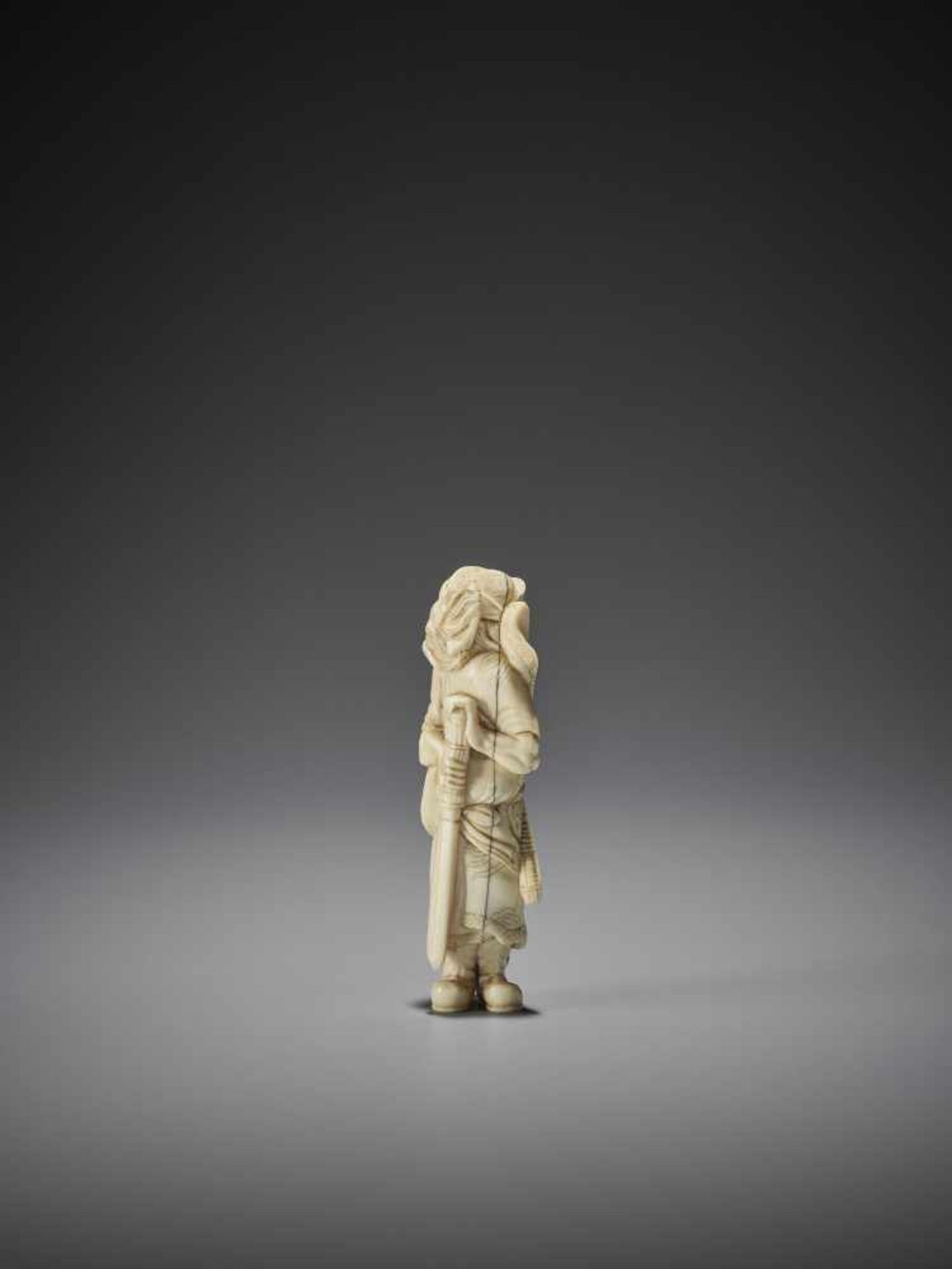 AN IVORY NETSUKE OF SHOKI - Image 5 of 9