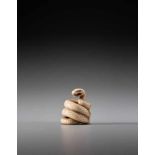 MASANAO: AN IVORY NETSUKE OF A COILED SNAKE