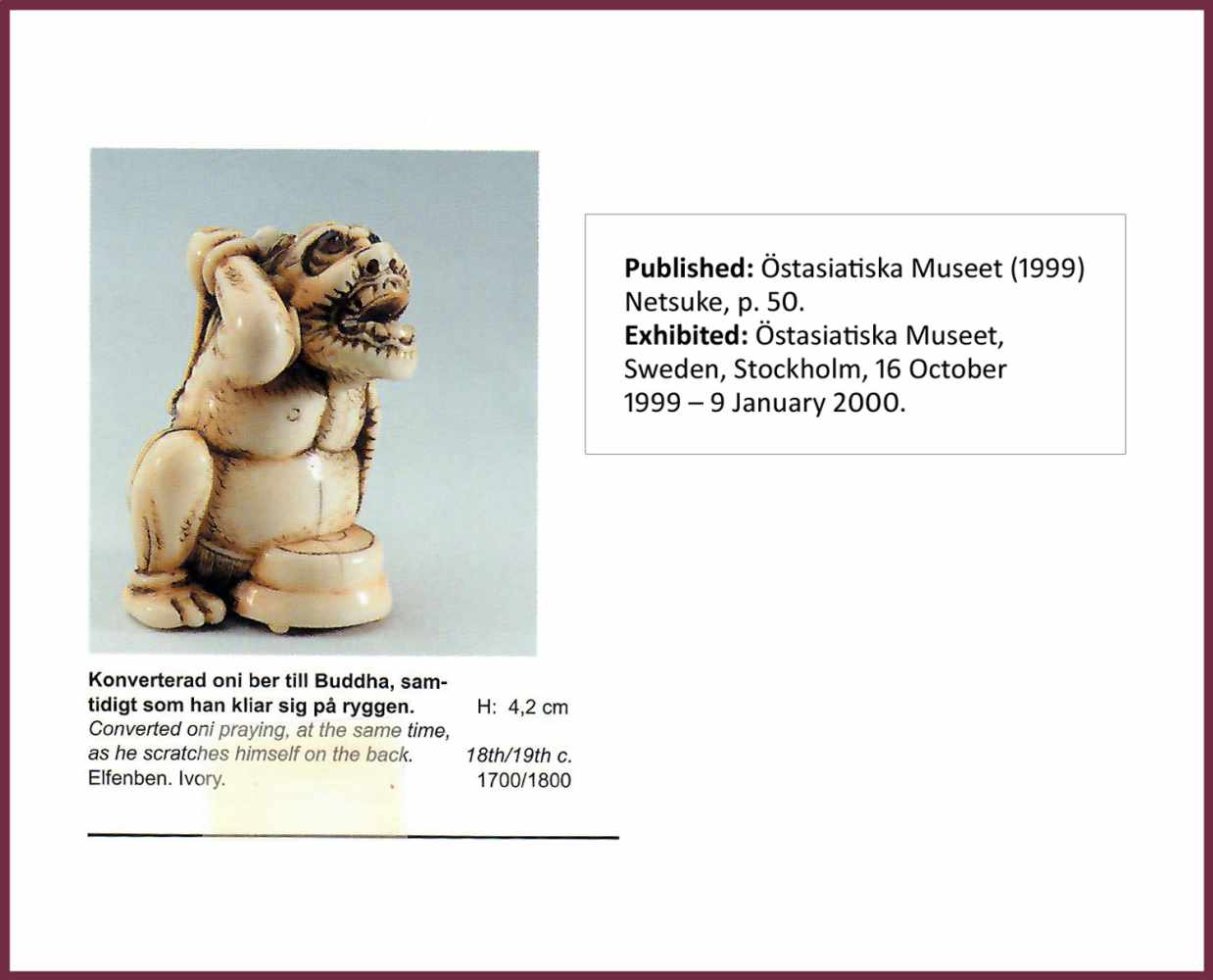 AN IVORY NETSUKE OF A CONVERTED ONI - Image 3 of 11