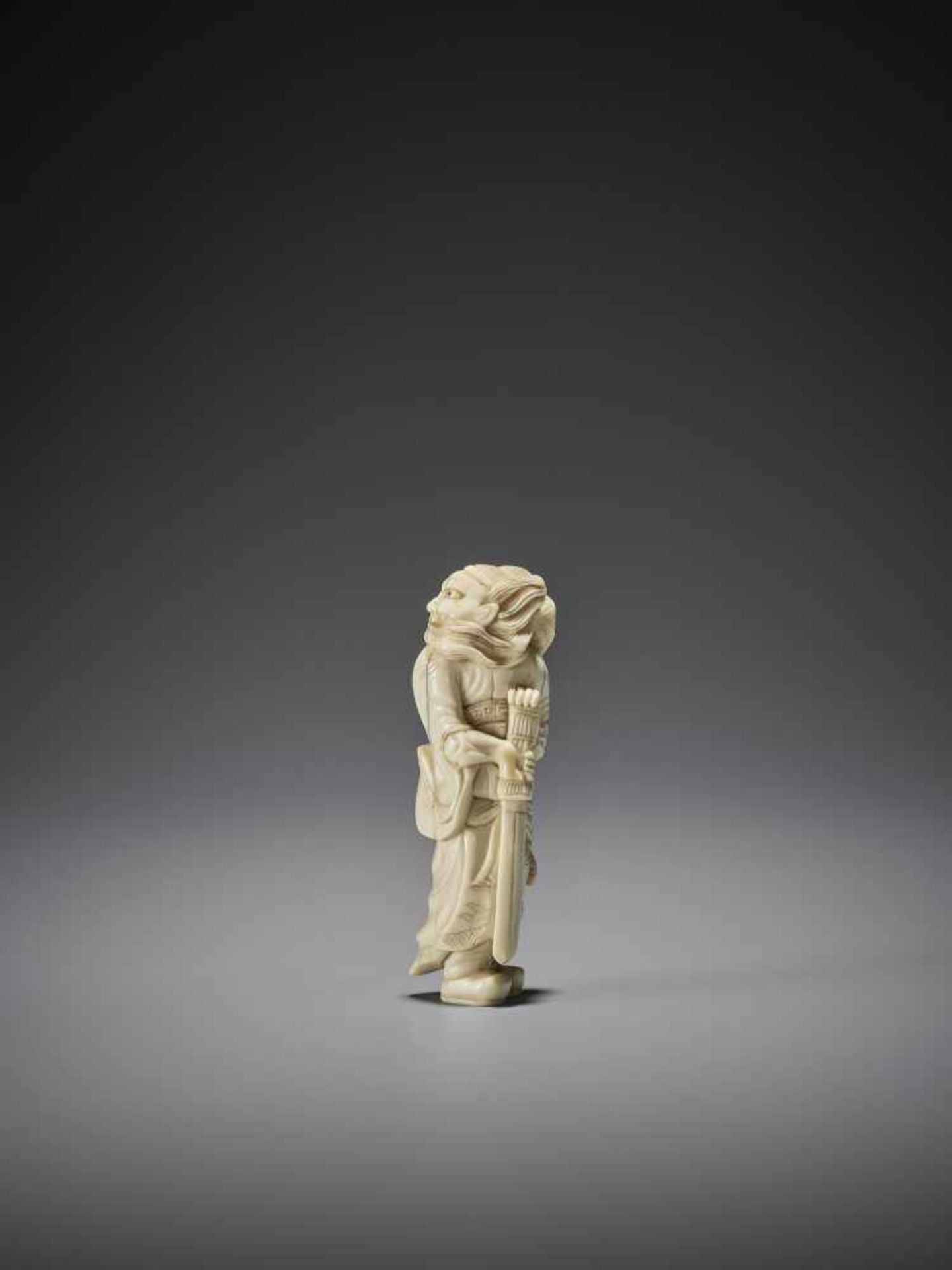 AN IVORY NETSUKE OF SHOKI - Image 2 of 9