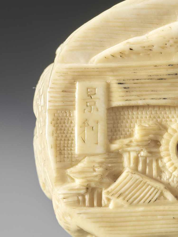 KAGETOSHI: A VERY FINE IVORY NETSUKE OF A ROSEI’S DREAM<b - Image 9 of 11