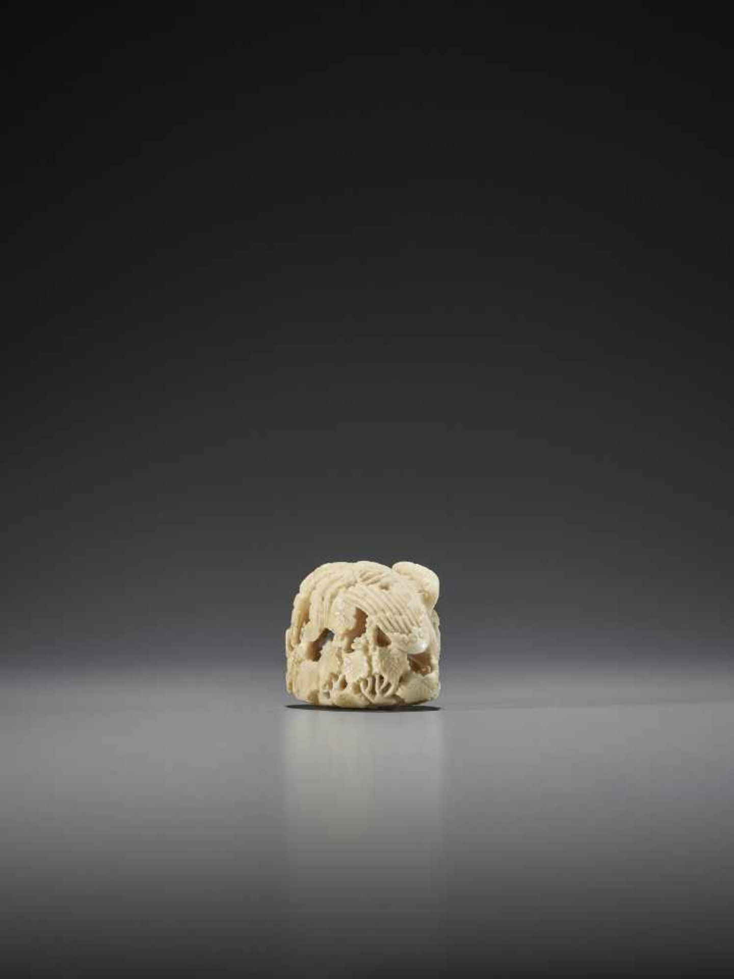 KAGETOSHI: A FINE IVORY NETSUKE OF A HO-O BIRD - Image 5 of 8