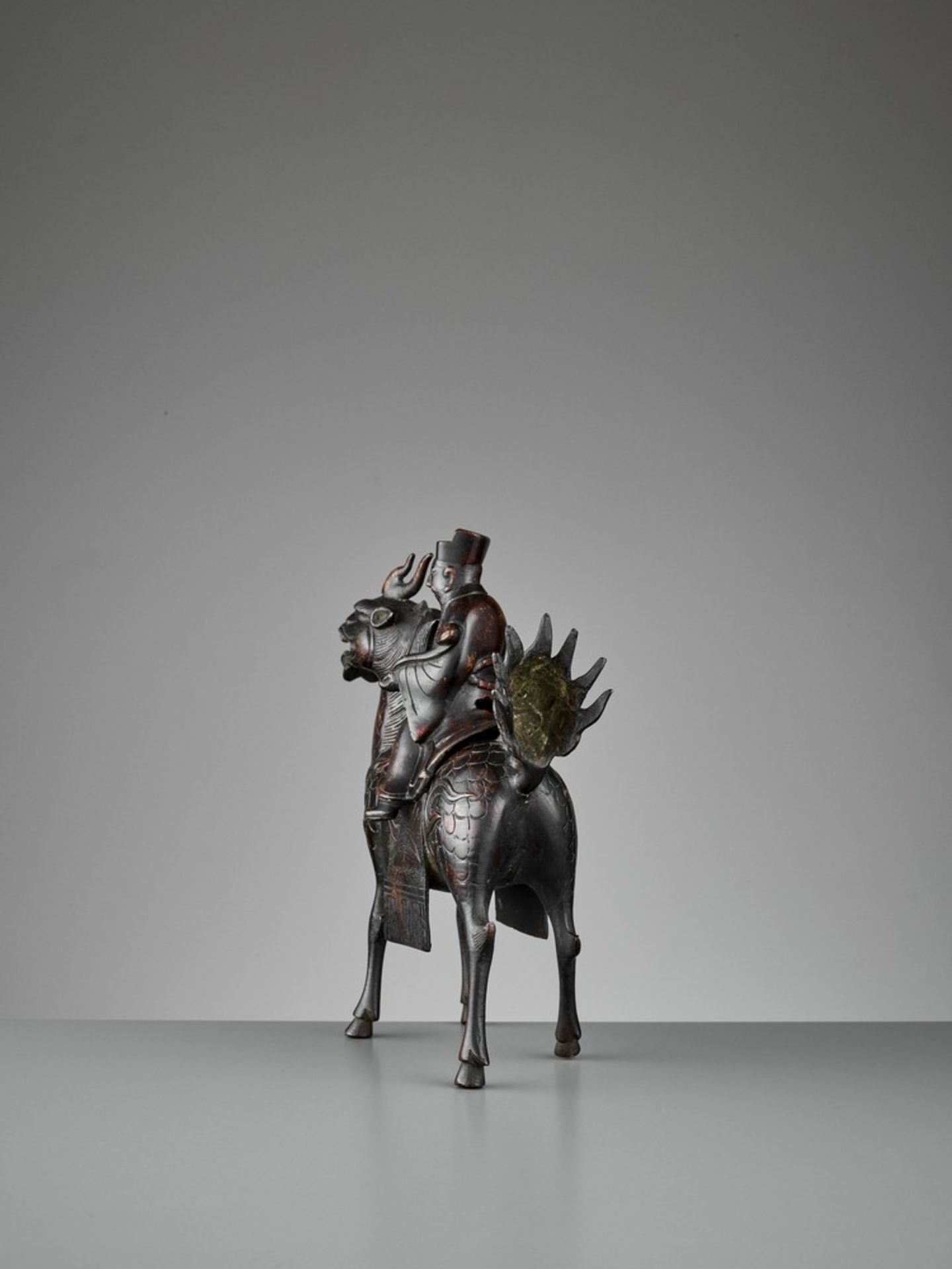 A ‘QILIN AND DIGNITARY’ BRONZE CENSER, QING <br - Image 4 of 13