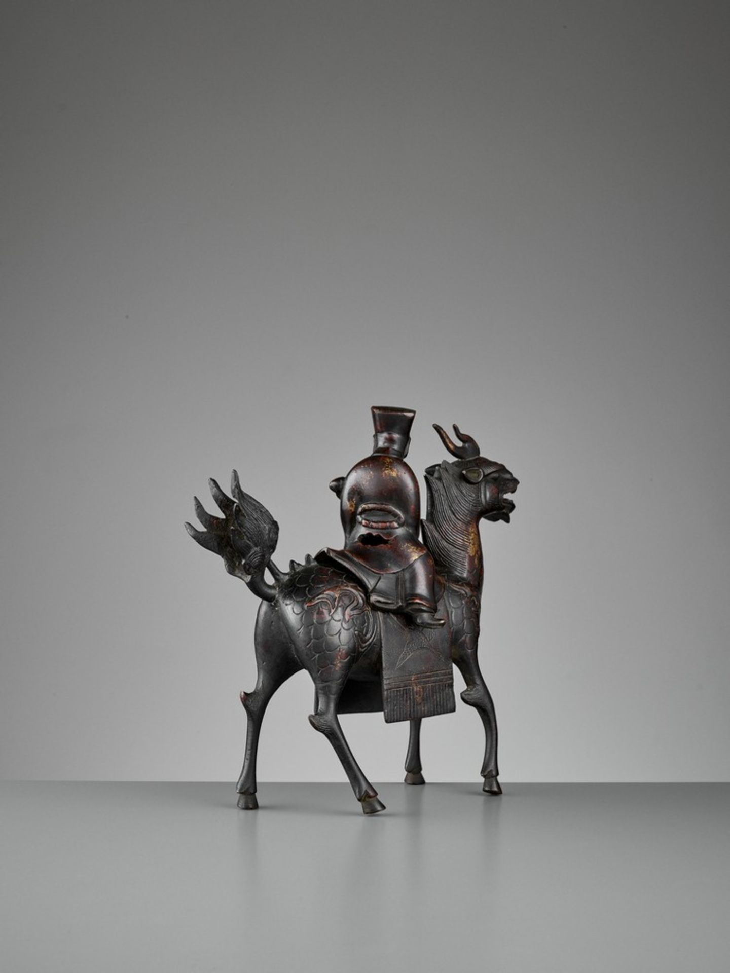 A ‘QILIN AND DIGNITARY’ BRONZE CENSER, QING <br - Image 5 of 13