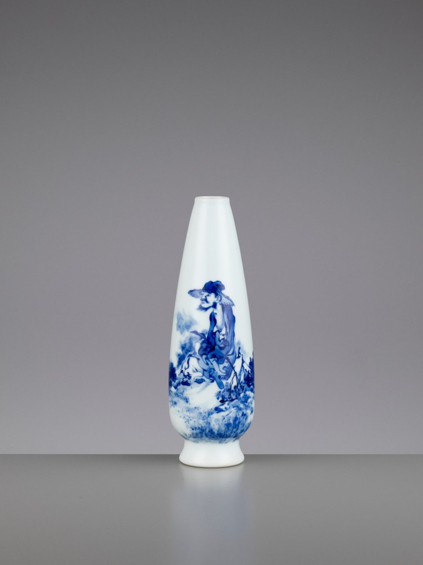 A BLUE AND WHITE 'TAO YUANMING' STUDIO VASE, STYLE OF WANG BU