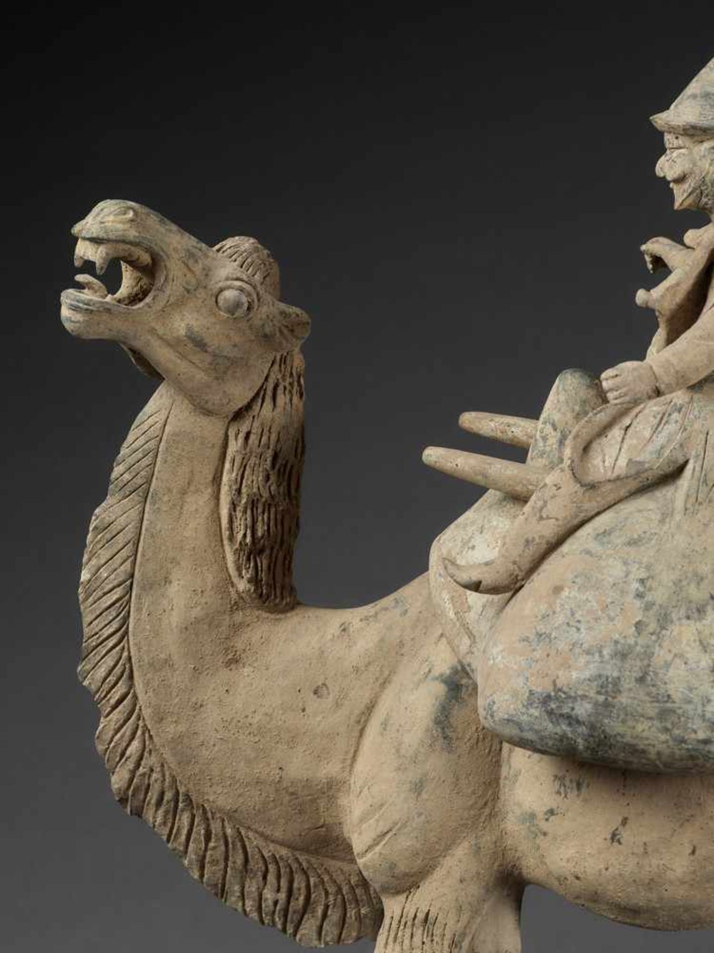 A MASSIVE POTTERY FIGURE OF A CAMEL AND RIDER, TANG DYNASTY - Bild 7 aus 16