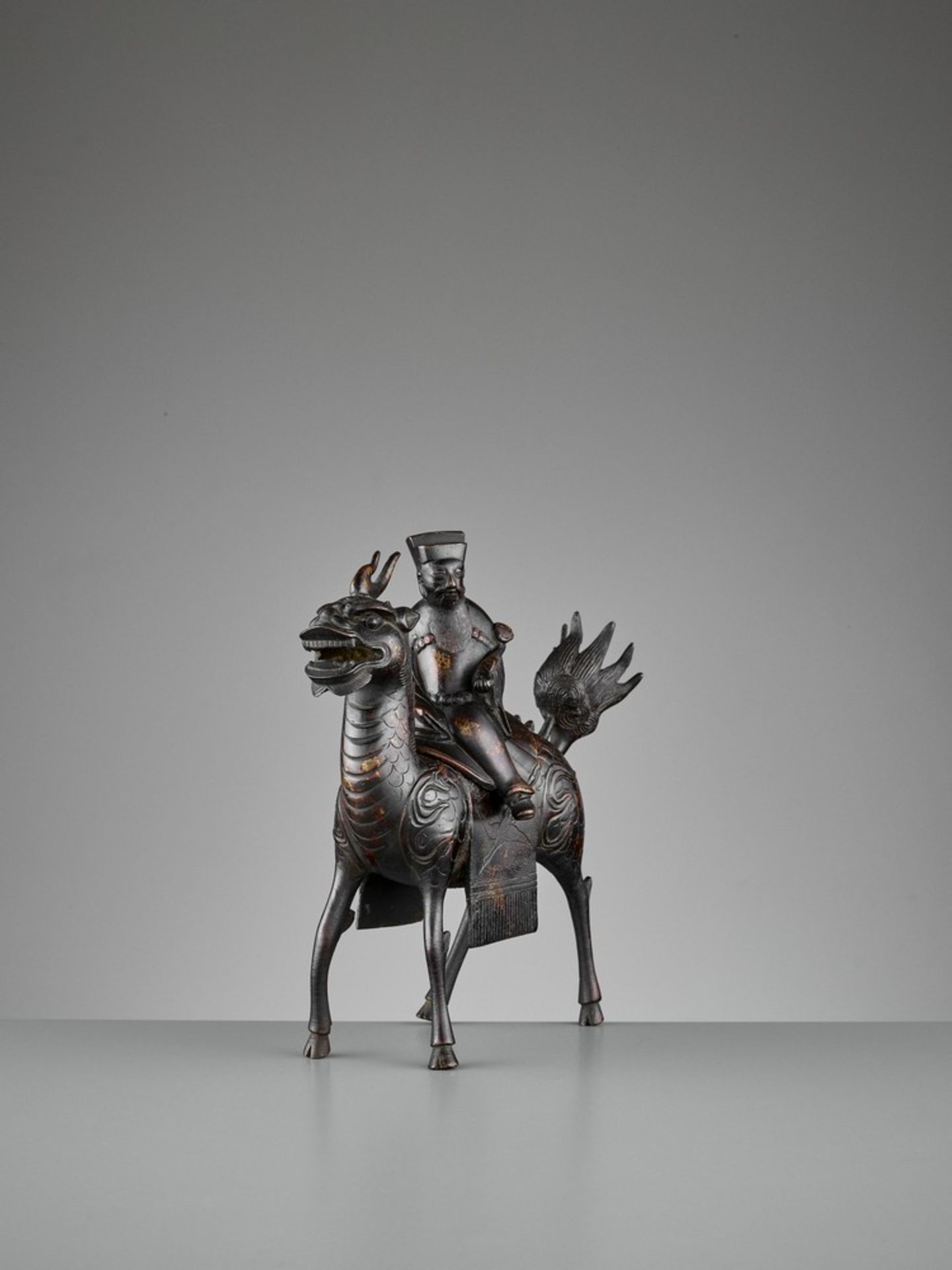 A ‘QILIN AND DIGNITARY’ BRONZE CENSER, QING <br - Image 8 of 13