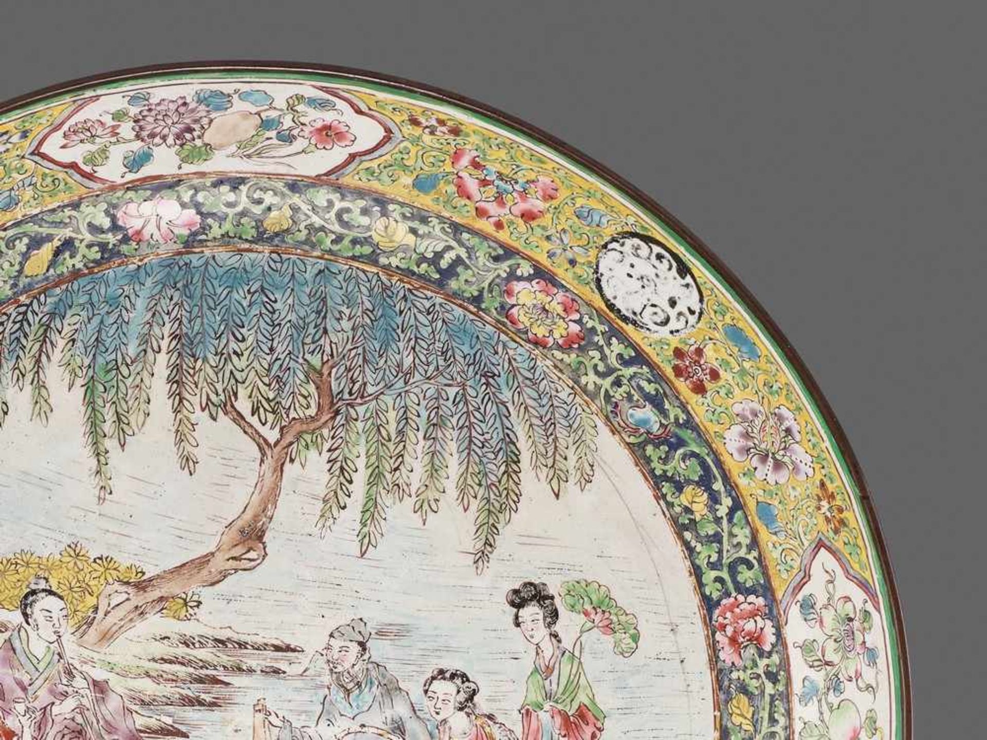 A CANTON ENAMEL ‘BAXIAN’ DISH, MID-QING <br - Image 3 of 7