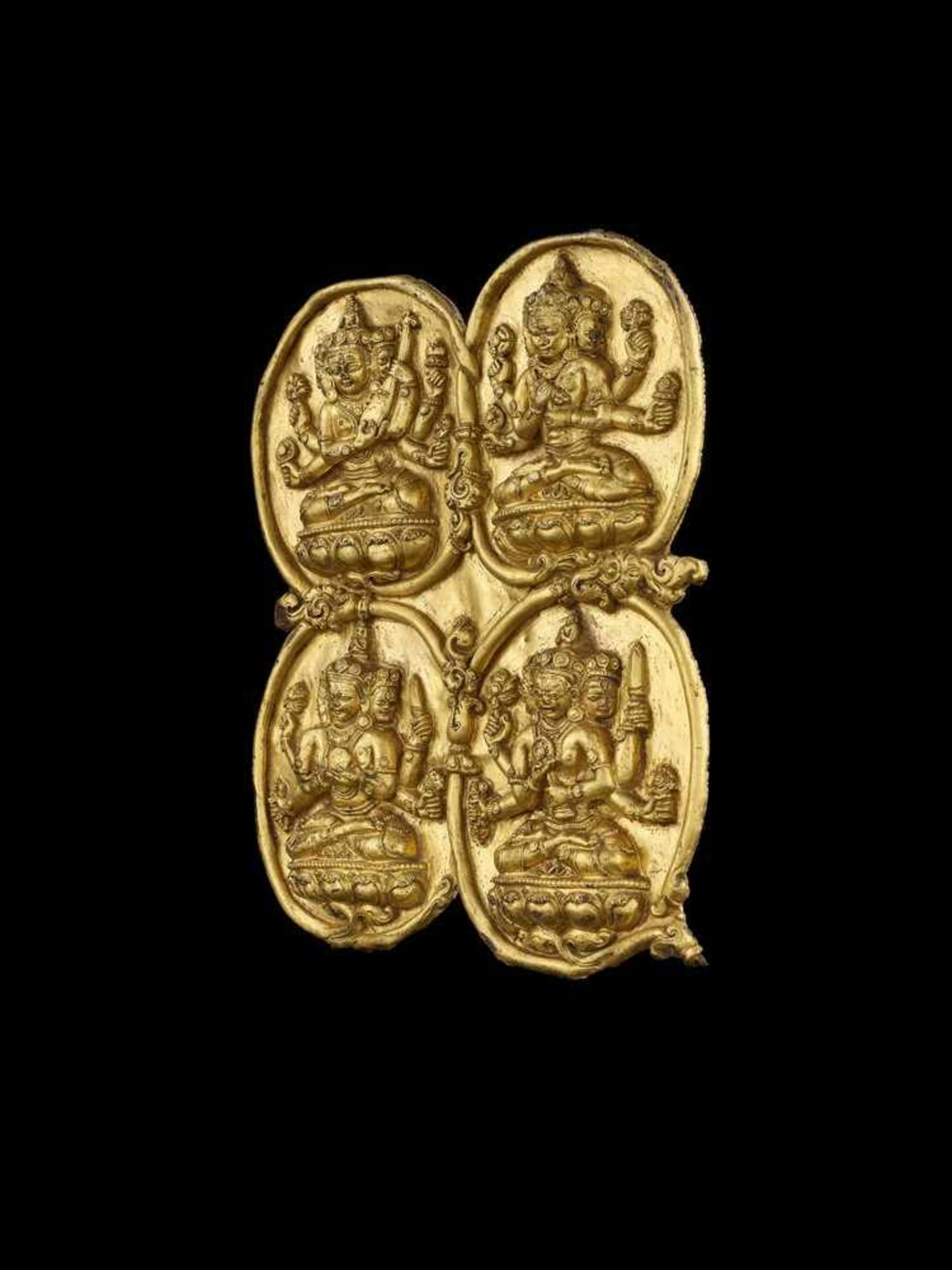 A GILT COPPER REPOUSSÉ RELIEF OF MARICI, TIBET 17TH-18TH CENTURY < - Image 5 of 7