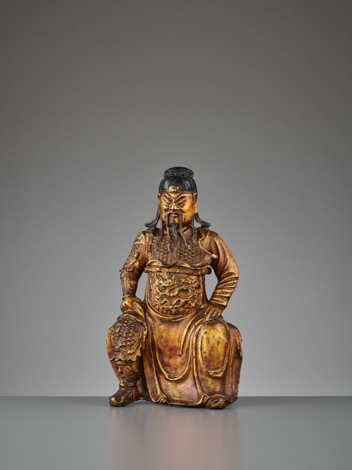 A LACQUER-GILT BRONZE FIGURE OF GUANDI, MING DYNASTY