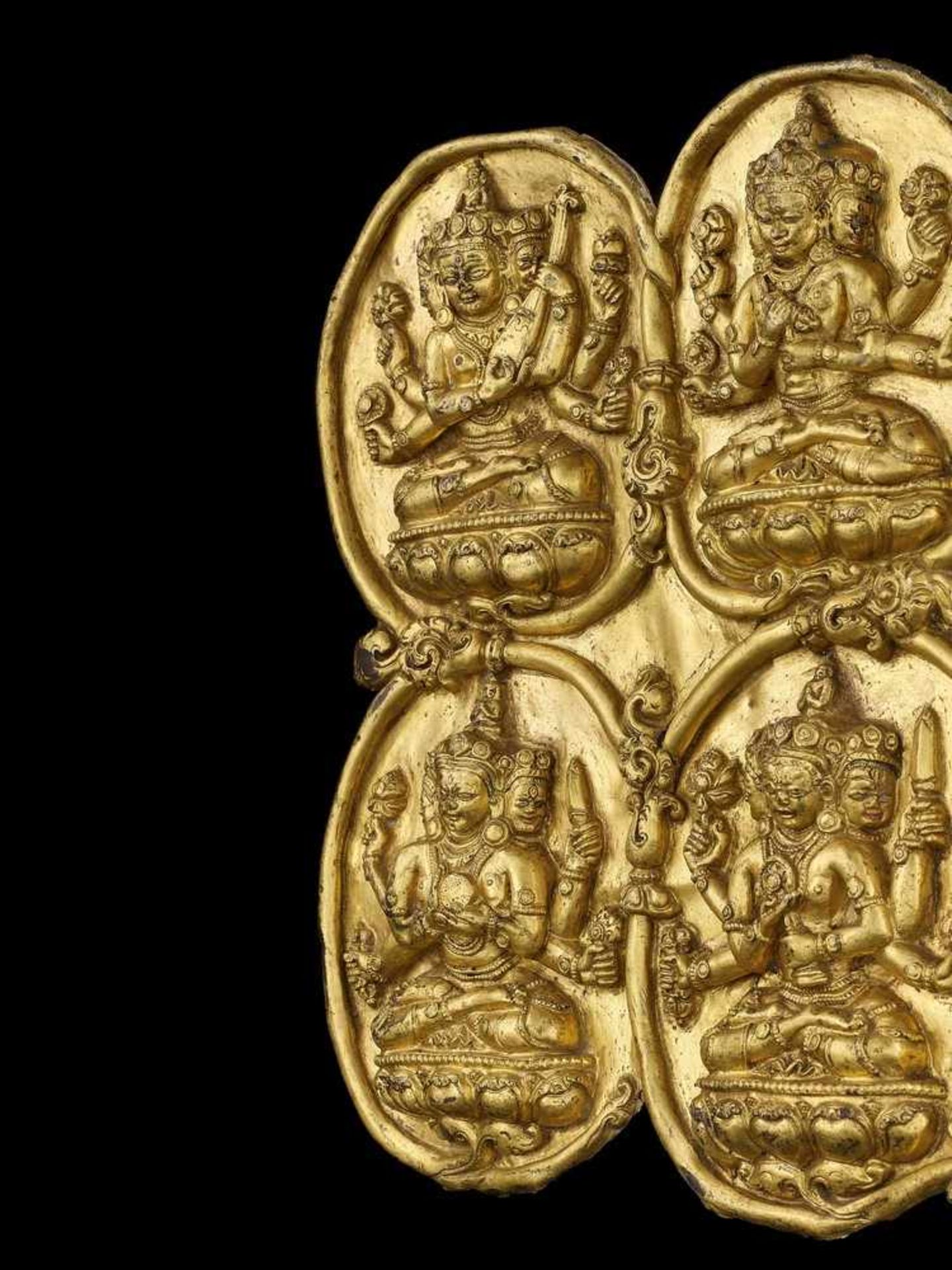 A GILT COPPER REPOUSSÉ RELIEF OF MARICI, TIBET 17TH-18TH CENTURY < - Image 3 of 7