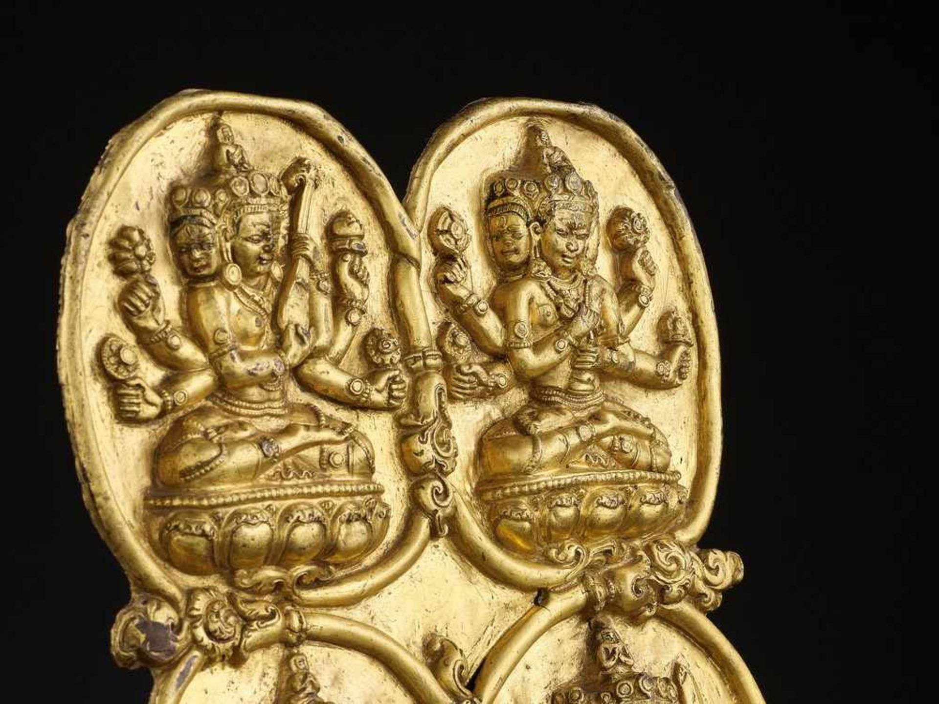 A GILT COPPER REPOUSSÉ RELIEF OF MARICI, TIBET 17TH-18TH CENTURY < - Image 4 of 7