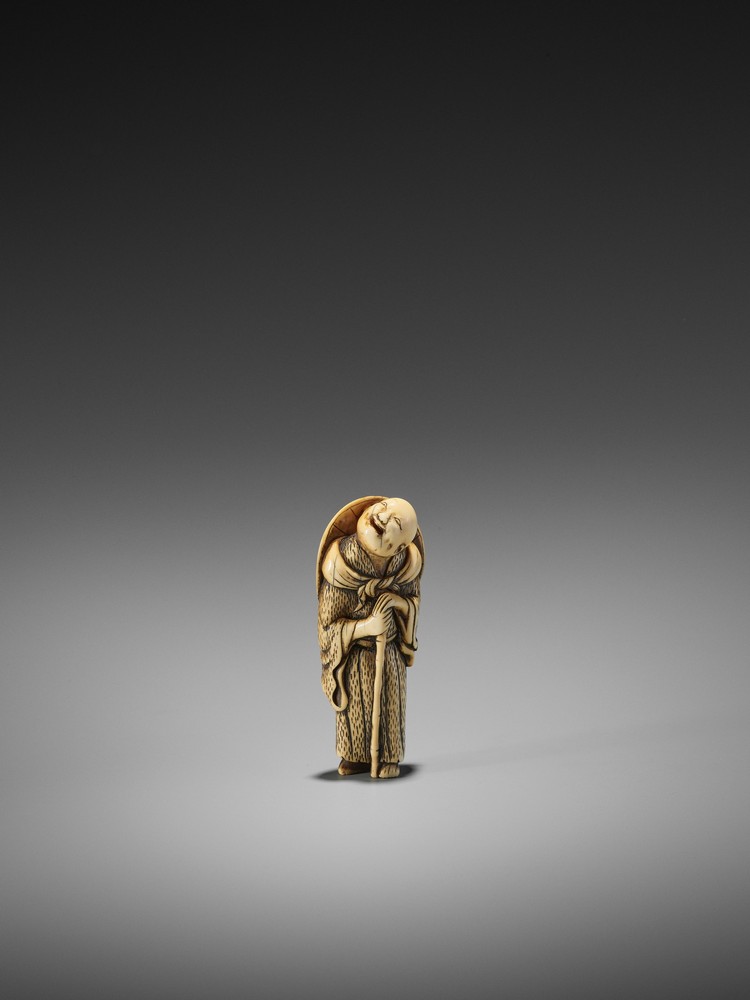 AN EARLY IVORY NETSUKE OF A PRIEST UnsignedJapan, second half of 18th century, Edo period (1615- - Image 3 of 9