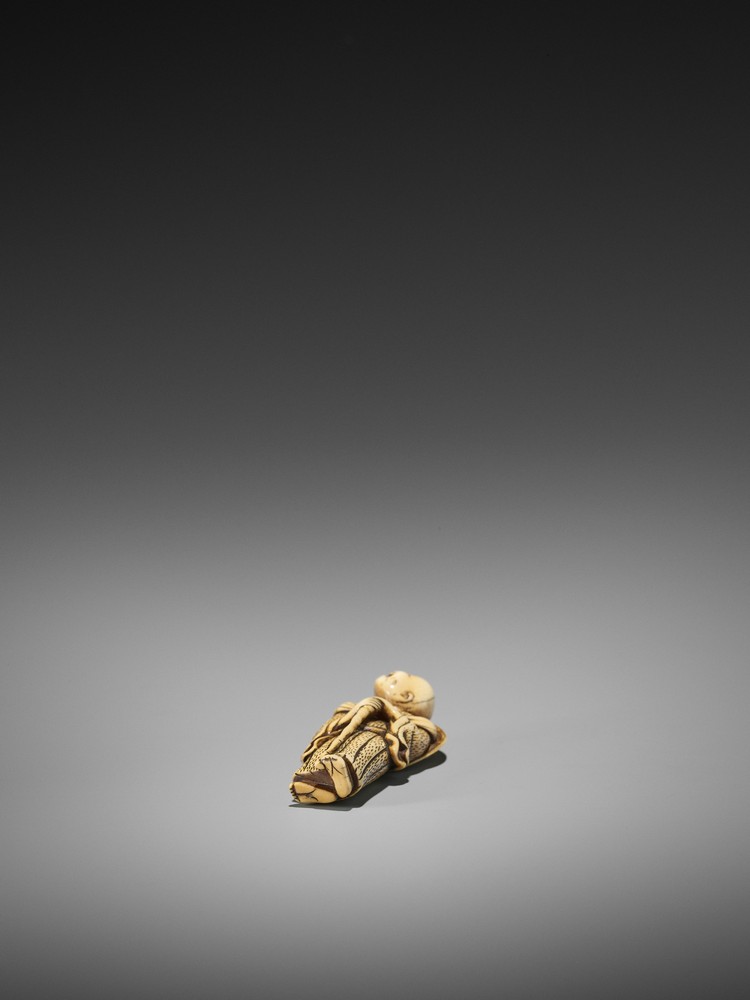 AN EARLY IVORY NETSUKE OF A PRIEST UnsignedJapan, second half of 18th century, Edo period (1615- - Image 7 of 9