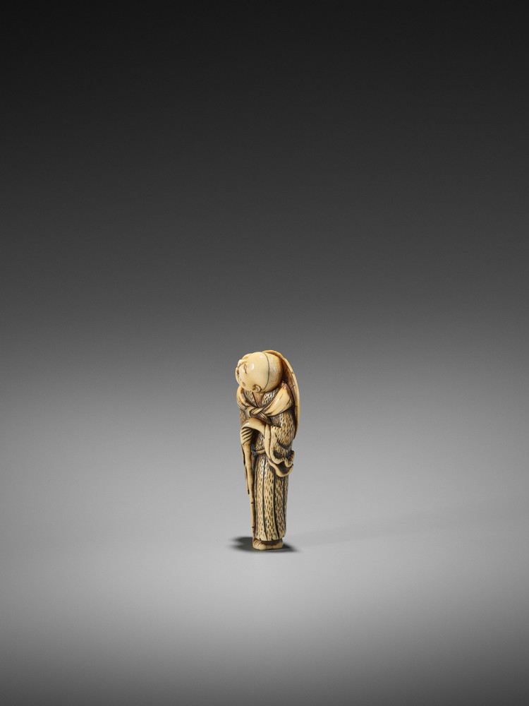 AN EARLY IVORY NETSUKE OF A PRIEST UnsignedJapan, second half of 18th century, Edo period (1615- - Image 4 of 9