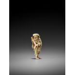 MITSUHARU: AN IVORY NETSUKE OF A TARTAR ARCHER By Mitsuharu, unsignedJapan, Kyoto, late 18th