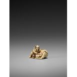 MITSUTOSHI: AN IVORY NETSUKE OF RAIJIN By Mitsutoshi, signed Mitsutoshi 光利Japan, late 18th to