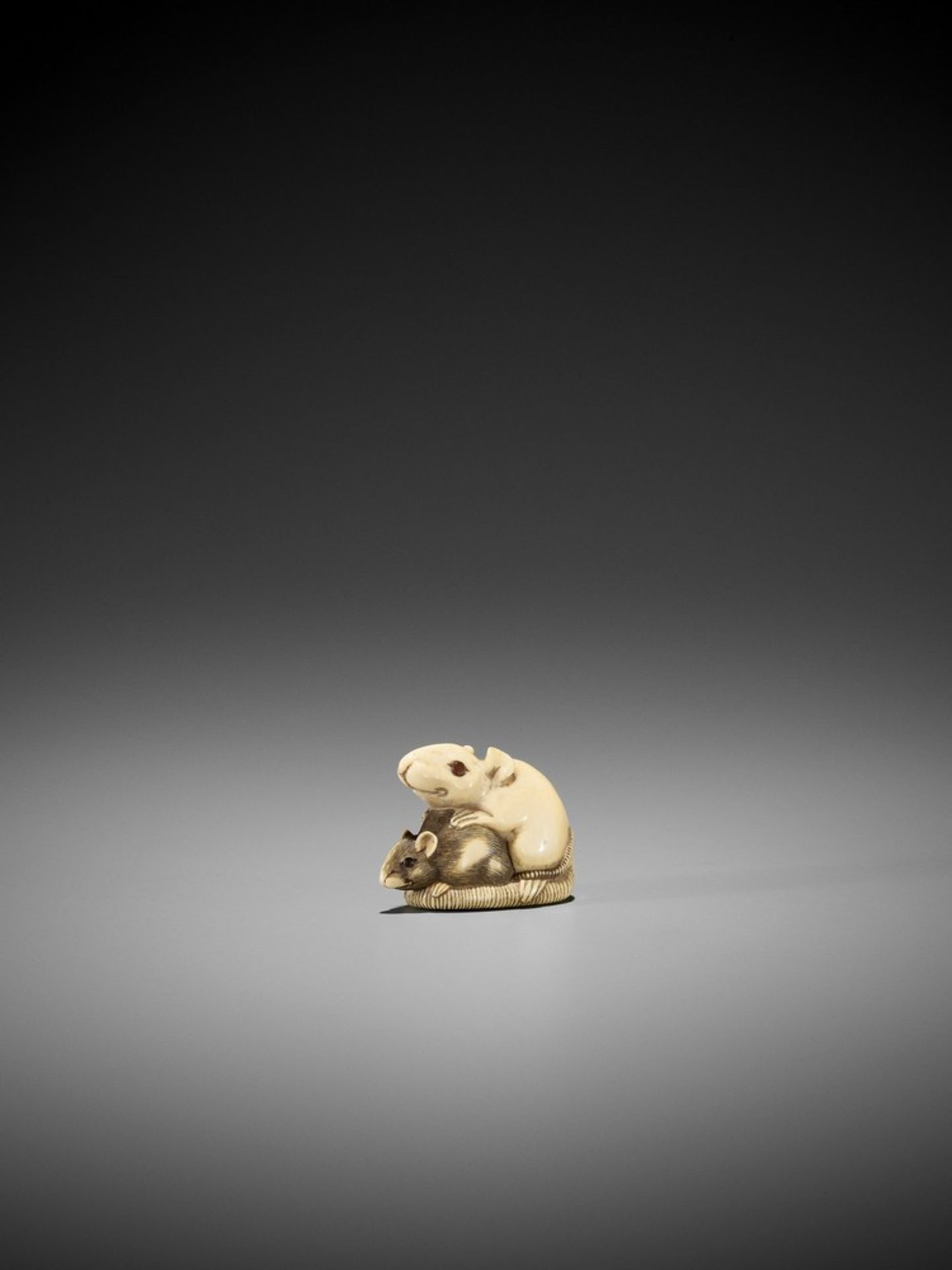 AN IVORY KYOTO SCHOOL NETSUKE OF TWO RATS UnsignedJapan, Kyoto, early 19th century, Edo period ( - Bild 4 aus 9